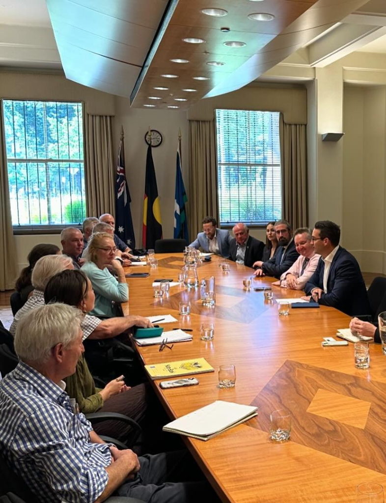 Justin Halliday representing PECAN at meeting with Climate Change Minister Chris Bowden and member for Macnamara Josh Burns.